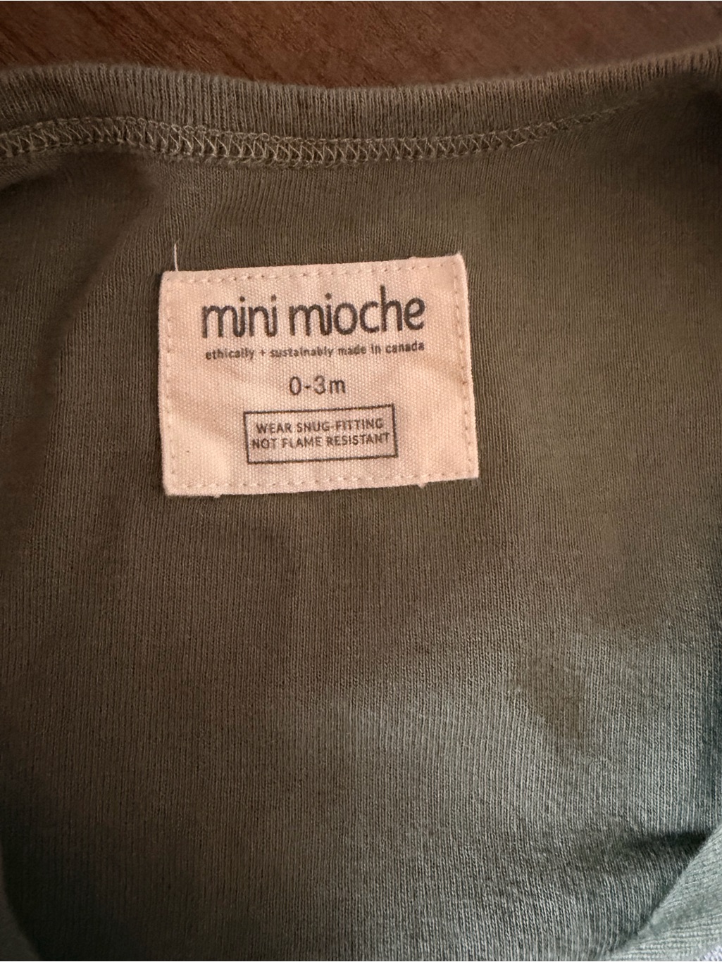 Mini Mioche, Olive Green Organic Short Sleeve Romper, 0-3 Months — image 2 of 2